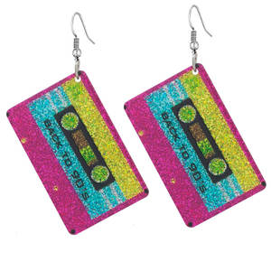 Hip Hop Shiny Acrylic Pendant <strong>Earrings</strong> Vintage Era Lightning Elements Radio <strong>Tape</strong> Styled <strong>Earrings</strong> for Women - Product Image 2