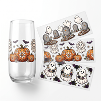 Paquete de Pegatinas de Cristal Autoadhesivas Universales para Múltiples Superficies, con Diseños Variados de Dibujos Animados UV, para Vasos y Tazas, al por Mayor