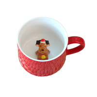 Tasse de Noël en grès céramique 3D personnalisée faite à la main, motif mignon Père Noël, sapin, cerf, bonhomme de neige, tasse cadeau non toxique sans plomb