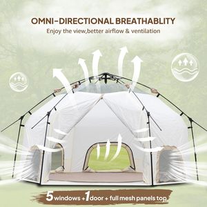 Tente de <span class=keywords><strong>camping</strong></span> hexagonale spacieuse OEM <span class=keywords><strong>pour</strong></span> 3-4 personnes, abri familial avec ventilation intégrale en maille et sac de transport - Product Image 4
