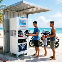 Laveur et sécheur automatique de casques pour campus scolaires et parkings universitaires avec système de paiement par écran tactile