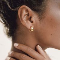 Permata perhiasan 925 perak emas berlapis Huggie Mini lebar anting-anting Hoop
