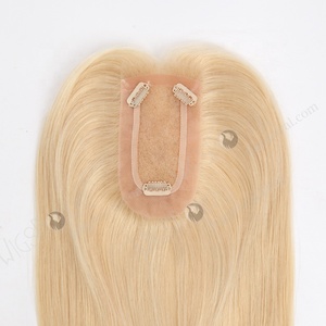 Luxe 20 Pouces Remy Cheveux Humains Brunette Brun Blonde Diverses Couleurs Réaliste Avant de Lacet Mono Top Cheveux Topper - Product Image 5