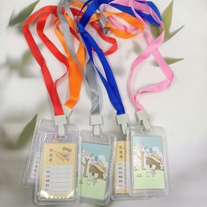 Porte-cartes transparent épaissi avec cordon pour cartes d'accès au bus, cartes repas étudiantes, badges scolaires, permis de travail, étiquettes et colliers de fixation. - Product Image 1