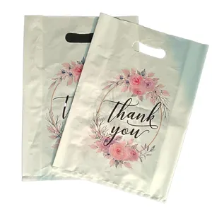 Plastic Bags Factory Custom Hdpe Die Cut Plastic Bag Cheap Die Cut Gift Plastic Bags Thank You With Cut Out Handle