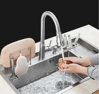 Robinet de cuisine en acier inoxydable à Double fonction, robinet contemporain à levier unique eau chaude et froide
