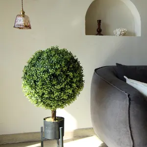 Uland मिनी कृत्रिम topiary गेंद पौधों के साथ अशुद्ध बोकसवुद पेड़ पॉट