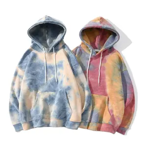 Tie Dye Custom Design Plain Fleece Men's Pullover Hoodies Unisex 100% Cotton Plus Size Drawstring Men Hoodie