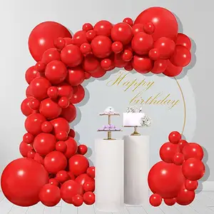 Kırmızı lateks balon 5 10 12 18 inç, kırmızı balon garland seti, kırmızı konfeti balonları doğum günü düğün yıldönümü