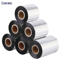 Roll Ribbon Transfer Termal Premium Wax Hitam 110*300 Ukuran Sesuai Pesanan Ribbon Barcode Wax TTR untuk Printer Barcode