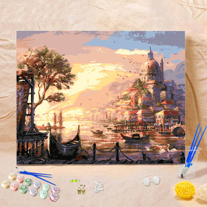 Toile de peinture à l'huile numérique DIY rectangulaire 40*50cm, paysage d'<span class=keywords><strong>automne</strong></span>, feuilles d'arbre, peinture par numéros pour adultes, décoration murale pour la maison - Product Image 2