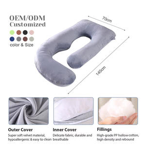 OEKO-TEX U-vormig zwangerschapskussen voor volledige lichaamsondersteuning, afneembare koele hoes van kristallen fluweel, zwangerschapskussen voor het slapen - Product Image 2