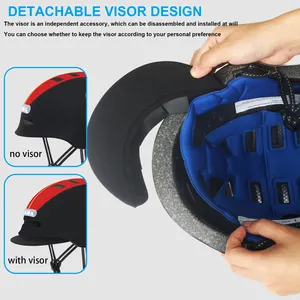 New Design Removable Visor Rear And Head LED Light Helmet Scooter Skating Skateboard E-bike Cycling Helmet