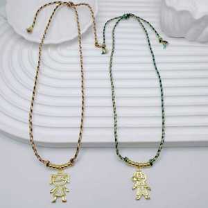 Set di Collane con Cordoncino Intrecciato all'Ingrosso, Collane con Ciondoli Lettera, Amore, Portafortuna e Ragazzo/Ragazza, in Stock - Product Image 2