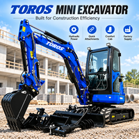 Mini-excavatrice TOROS 3,5 tonnes à chenilles avec moteur Kubota, certifiée CE, idéale pour les travaux routiers et le terrassement – Vente directe usine