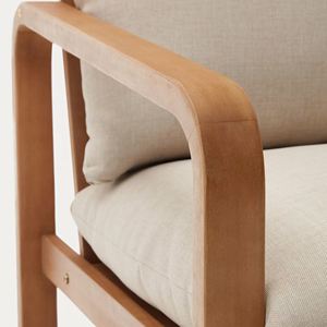 Divano da Esterno per Giardino e Patio a Due Posti in Legno Massello con Cuscino Naturale - <span class=keywords><strong>Nisa</strong></span> - Product Image 4