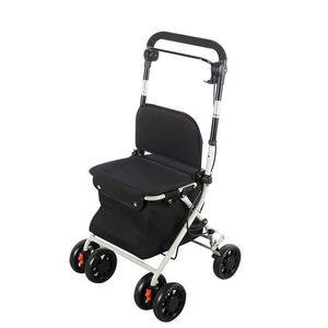 Chariot pliable léger en PU électroplaqué avec siège commode pour personnes handicapées et personnes âgées - Product Image 1