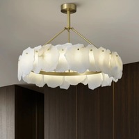 BGST haut de gamme moderne cuivre espagne albâtre lustre pour Villa et salon moderne cristal marbre laiton suspension