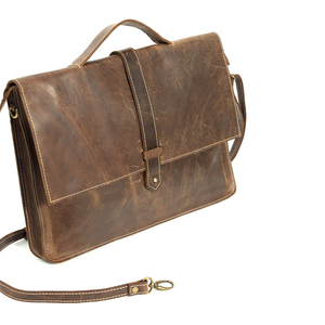 Sac pour ordinateur portable en cuir de vachette pleine fleur 15 pouces pour le travail - Product Image 1
