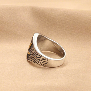 <b>Stainless</b> <b>Steel</b> Leaf <b>Ring</b> Gold Men's Casual Jewelry Ethnic Retro Trend Plant Pattern Geometric Guangzhou - Product Image 3