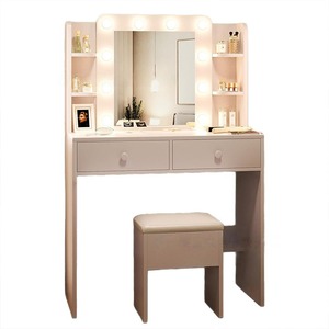 Meuble-lavabo de maquillage blanc minimaliste avec lumières OEM ODM Coiffeuse personnalisée pour femmes Fabricant de meubles de maison - Product Image 6