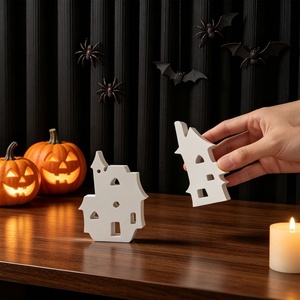 Moule <span class=keywords><strong>en</strong></span> silicone pour bougie Château d'Halloween Early Riser, pour la création <span class=keywords><strong>de</strong></span> décorations artisanales <span class=keywords><strong>en</strong></span> plâtre DIY, ornements <span class=keywords><strong>de</strong></span> maison fantôme à cinq étages et crânes effrayants - Product Image 4