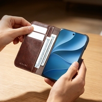 QIALINO Dernier design tendance Étui en cuir véritable pour iPhone Duo Fermeture magnétique