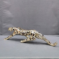 Sculpture en résine décorative, statue d'art pour la maison, chromée avec mosaïque de coquillages, léopard africain en résine, artisanat pour le salon