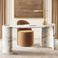 Table console élégante et moderne en travertin, de forme organique en forme de rein, avec supports en C, pour salon et entrée, personnalisable OEM