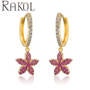 RAKOL EP5232 chapado en oro CZ Zircon Starfish Hoop pendientes de moda para mujer - Product Image 1