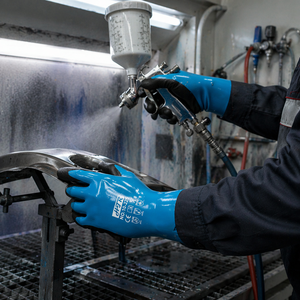 Gants certifiés EN388/EN374 avec revêtement PVC HTR texturé, durables, respirants, résistants à l'huile et aux produits chimiques, doublure en coton de 30 cm - Product Image 4