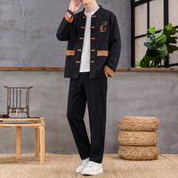 Neuer Chinesischer Stil Herren Chinesische Kleidung Jacke Ethnische Hanfu-Jacke Zweiteiliges Set 2026