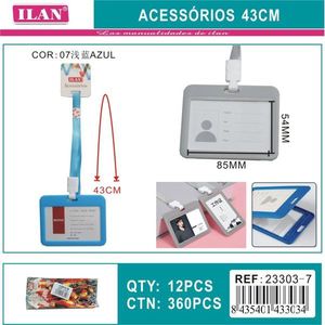 Porta badge ILAN con cordino da 43 cm blu per esposizione badge da lavoro - Product Image 3