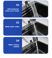 Évier de cuisine moderne intelligent multifonction avec cascade en acier inoxydable à cuvette unique, ensemble d'évier de cuisine à cascade noire avec cascade à effet de pluie
