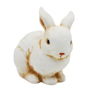 Bahçe malzemeleri toptan özel seramik sevimli güzel tavşan tavşan heykelcik heykeli hayvan bahçe süsleme Deco