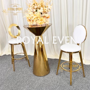 Venta al por mayor de oro mesas altas de <span class=keywords><strong>alta</strong></span> calidad redonda de acero inoxidable <span class=keywords><strong>mesa</strong></span> de <span class=keywords><strong>bar</strong></span> para el restaurante del hotel - Product Image 2