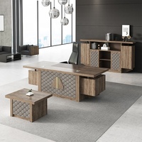 Ensemble de meubles de bureau de direction en cuir à la mode en gros d'usine bureau de PDG d'ordinateur bureau de direction en cuir de coin