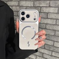 Étui de téléphone magnétique en cuir végétalien mat pour iPhone 17 Pro Max 16 15, antichoc, fin, en similicuir givré, avec coque magnétique