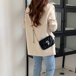 Bolso Bandolera de PU para Mujer, con Cadena de Diamantes, Cierre de Cremallera, Color Negro, Pequeño y Cuadrado, para Uso Diario - Product Image 3