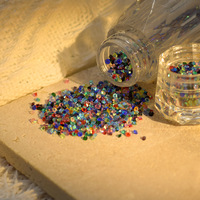Strass en verre micro-diamants irisés scintillants de 1,2 mm, faits à la main, à dos pointu, en bouteille 3D, 2880 pièces, écologiques, vente chaude