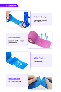 Pet Vet Bandage cohésif auto-adhésif multi-usage pour le soutien des plaies Pansement Rétention Attelles de fixation Premiers soins - Product Image 2