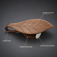 Table basse extensible écologique en bois massif avec veines noires, bord surélevé, piétement et incrustation crème – Mobilier moderne pour la maison