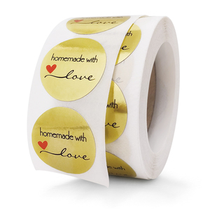 Pegatinas de diseño personalizado, color azul, rollo de papel kraft - Product Image 1