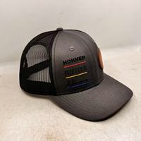 Casquette Trucker en Cuir Personnalisée avec Patch, Nœuds, Badge Note de Musique Argyle, Gris Noir, Dos en Maille, Visière Courbée, Respirante, Imperméable, Réglable