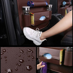 Organizador trasero de asiento de coche con bandeja de mesa plegable Bolsillos de almacenamiento de cuero <span class=keywords><strong>PU</strong></span> y alfombrillas Accesorio interior - Product Image 4