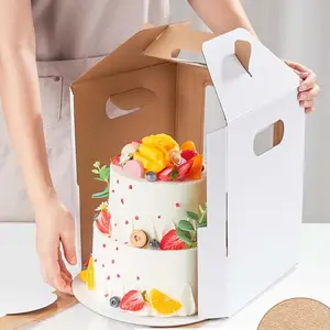 卸売デザートショップ別サイズプレミアムハイケーキボックストールケーキボックスティアードケーキ用