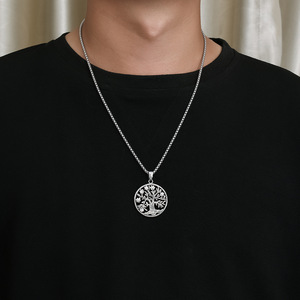 Celtic <b>Tree</b> Of Life Necklace Tibetan Silver Round Pendant With <b>Crystal</b> Inlay For Gift - Product Image 3