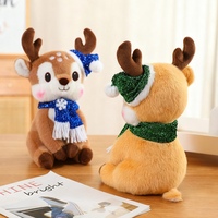 Peluche de renne de Noël en gros, jouet doux et moelleux en forme de cerf Sika avec écharpe et bonnet de Père Noël pour la décoration de Noël à la maison