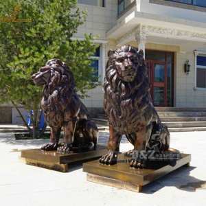 Famiglia all'aperto giardino decorativo colata di rame in metallo animale a grandezza naturale in ottone statua leone scultura in bronzo - Product Image 3