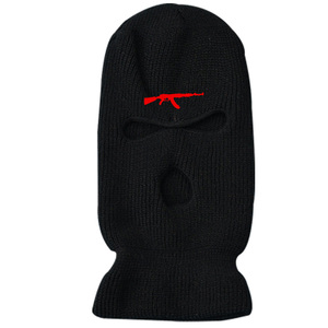 Venta al por mayor de pasamontañas personalizado de invierno máscara de esquí de cara completa gorro de punto de 1 agujero para uso deportivo disponible estilos impresos en blanco - Product Image 2